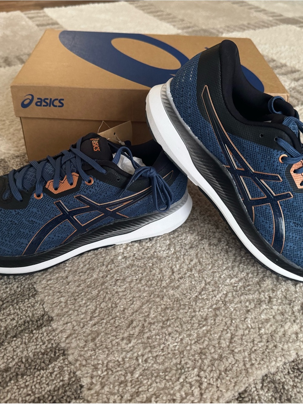 Asics Navy Athletic Shoes with Copper Accents